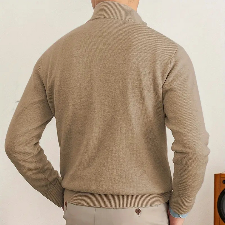 Men's Merino Wool Quarter-Zip Knit Jumper Pullover Sweater