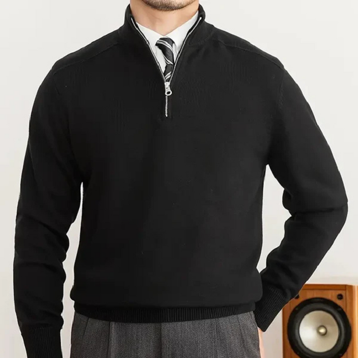 Men's Merino Wool Quarter-Zip Knit Jumper Pullover Sweater