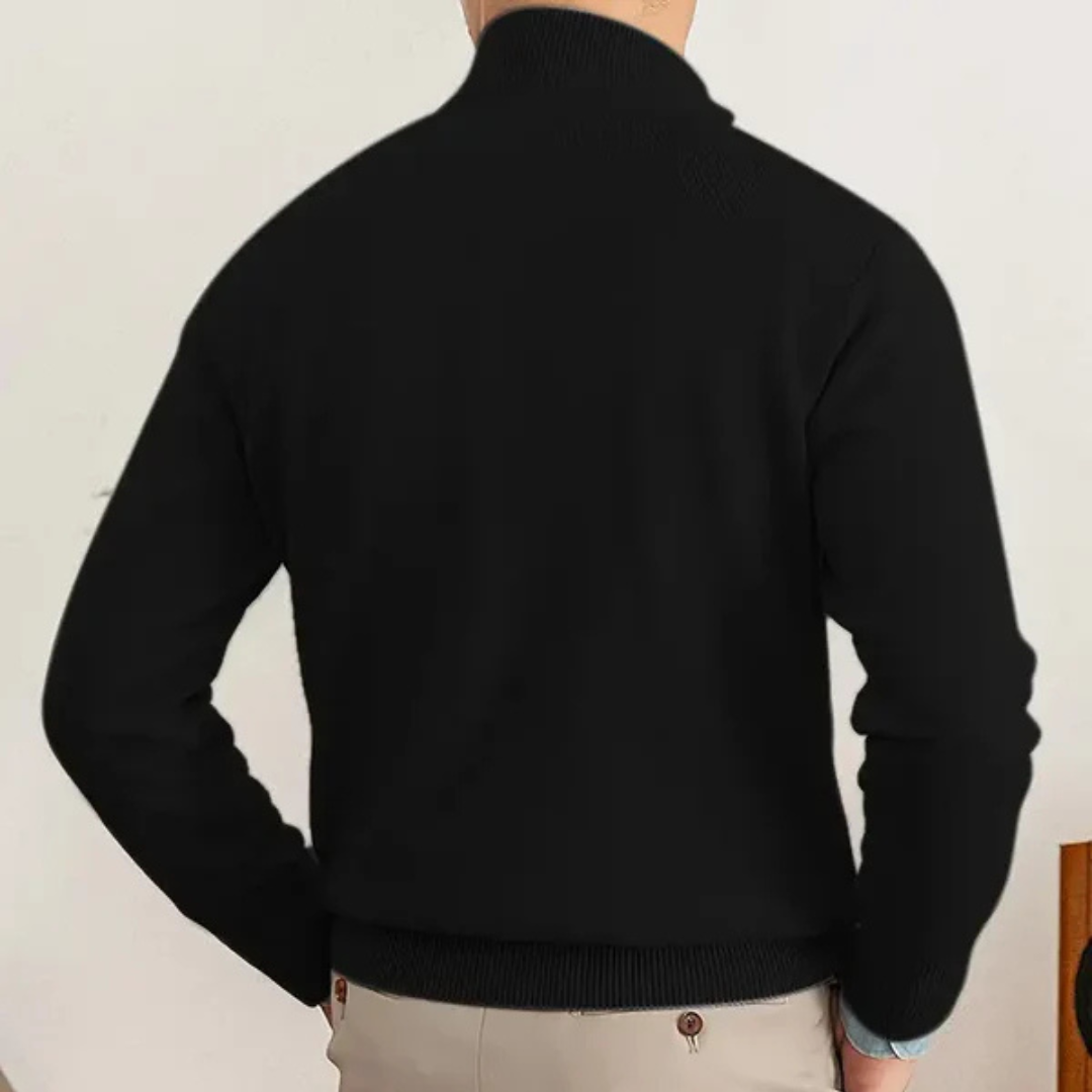 Men's Merino Wool Quarter-Zip Knit Jumper Pullover Sweater