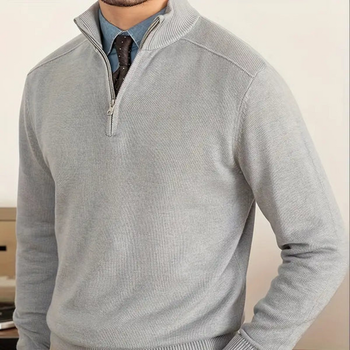 Men's Merino Wool Quarter-Zip Knit Jumper Pullover Sweater