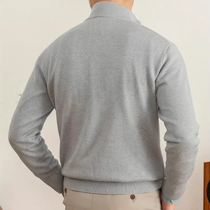 Men's Merino Wool Quarter-Zip Knit Jumper Pullover Sweater