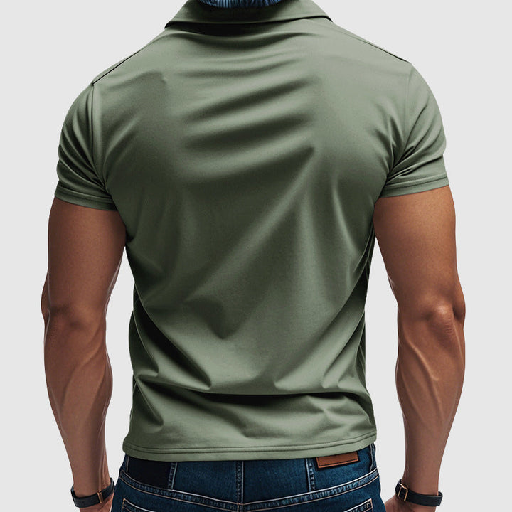 Men's Knit Athletic Fit Short Sleeve Polo Shirt