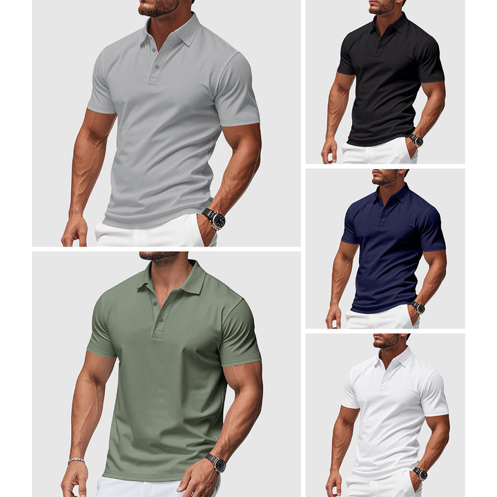 Men's Knit Athletic Fit Short Sleeve Polo Shirt