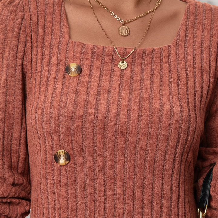 Women’s Ribbed Merino Wool Square-Neck Long-Sleeve Sweater