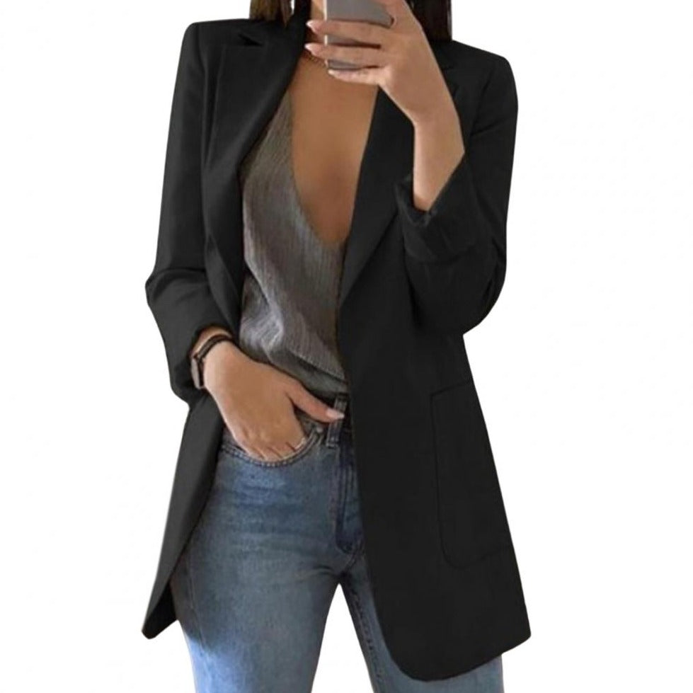 Women's Wool Mix Blazer Formal Suit Jacket