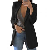 Women's Wool Mix Blazer Formal Suit Jacket