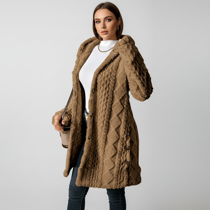 Women Textured Knit Hooded Cardigan Sweater Jacket Outerwear