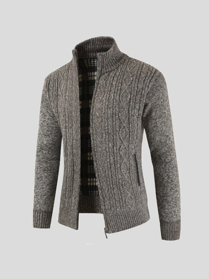 Men's Knit Cardigan Wool Mix Zip Up Jumper