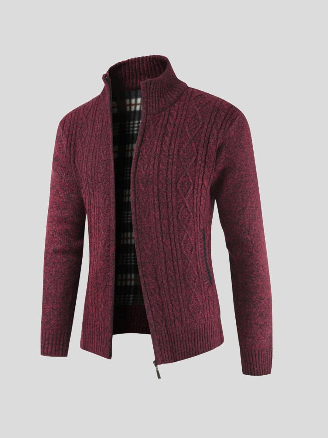 Men's Knit Cardigan Wool Mix Zip Up Jumper