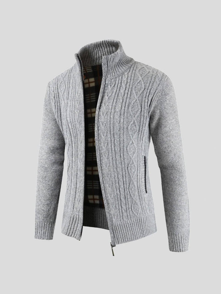 Men's Knit Cardigan Wool Mix Zip Up Jumper