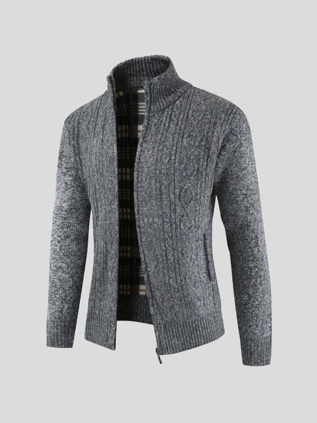 Men's Knit Cardigan Wool Mix Zip Up Jumper