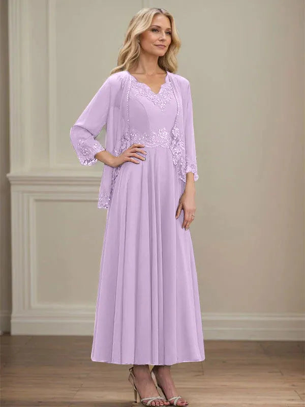 Women's Chiffon Evening Dress with Jacket