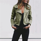 Women's Leather Faux Suede Motorbike Biker Jacket
