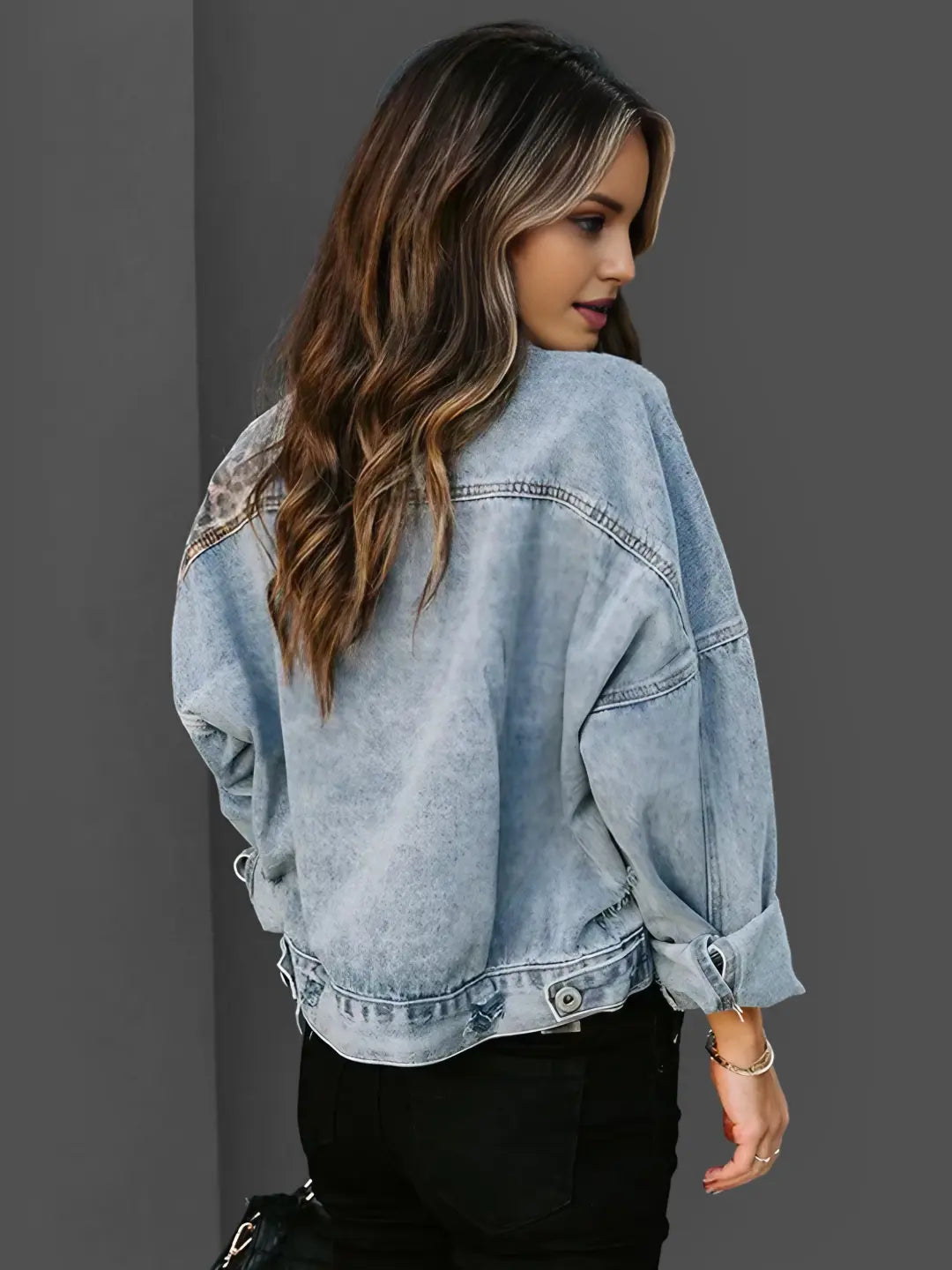 Women's Denim Leopard Print Jacket