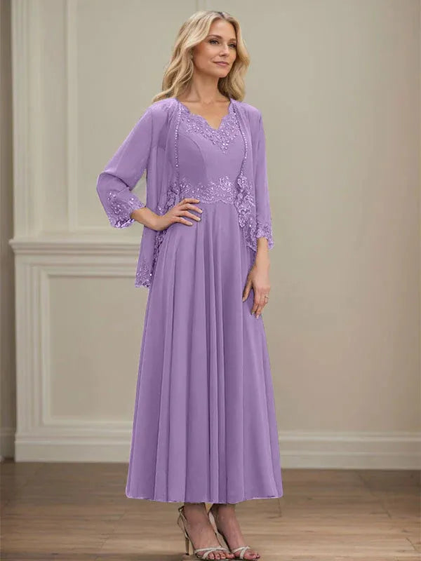 Women's Chiffon Evening Dress with Jacket