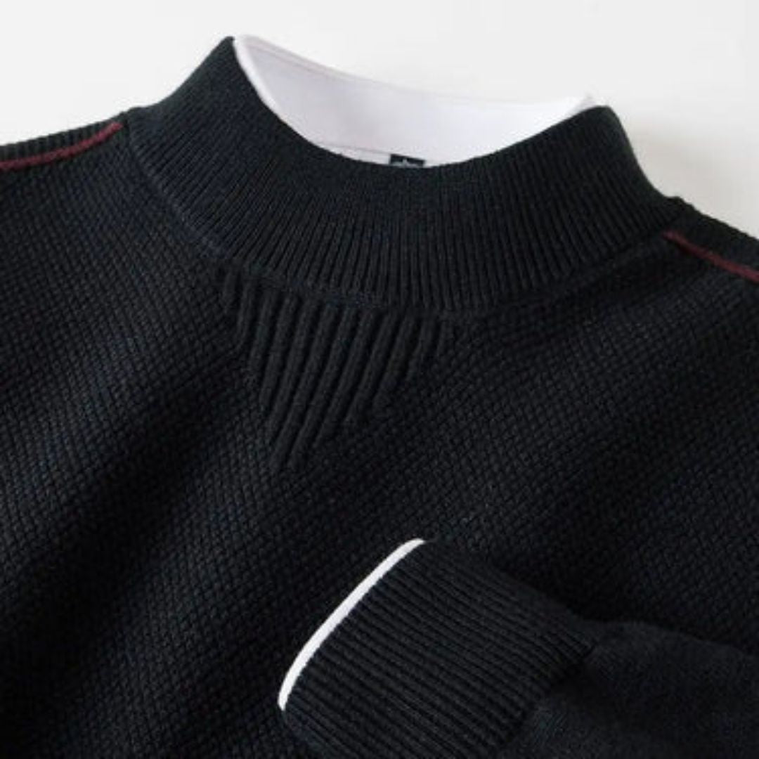 Men's Knit Wool Mock Neck Sweater Long Sleeve Pullover