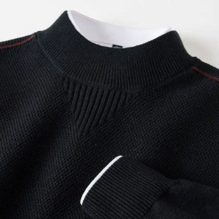 Men's Knit Wool Mock Neck Sweater Long Sleeve Pullover