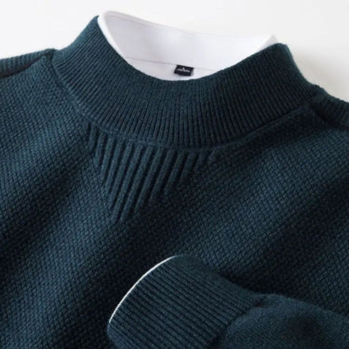 Men's Knit Wool Mock Neck Sweater Long Sleeve Pullover