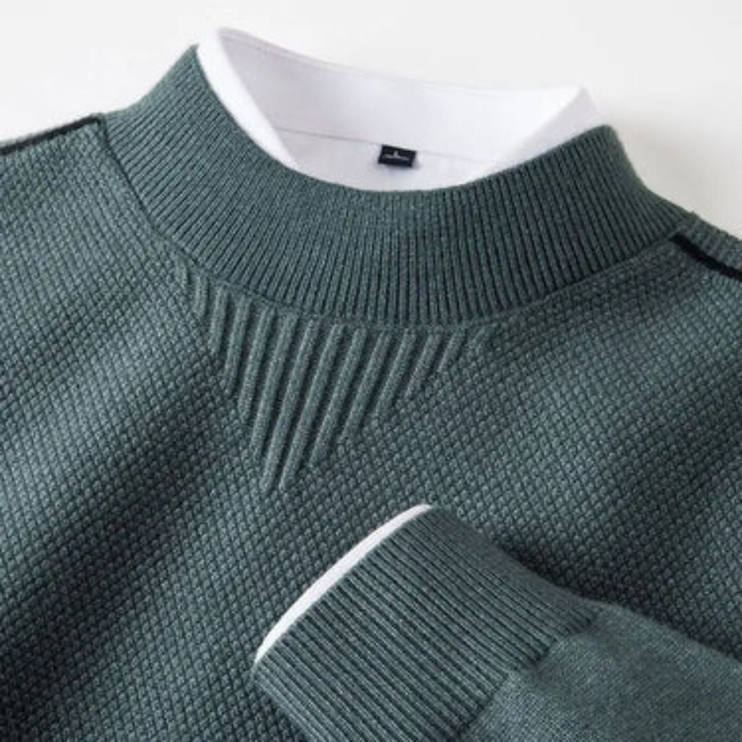Men's Knit Wool Mock Neck Sweater Long Sleeve Pullover