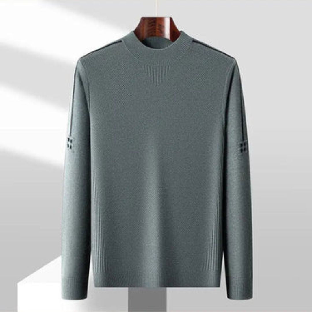Men's Knit Wool Mock Neck Sweater Long Sleeve Pullover