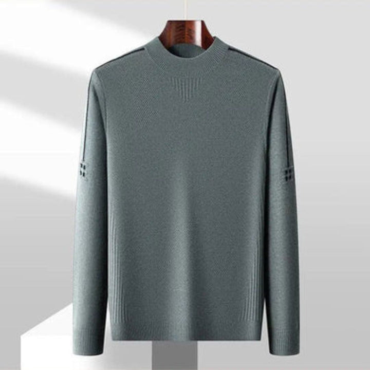 Men's Knit Wool Mock Neck Sweater Long Sleeve Pullover
