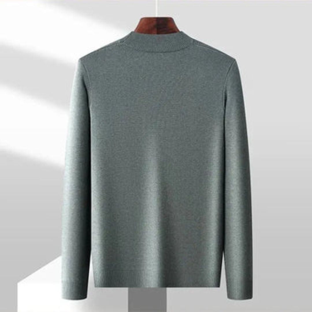 Men's Knit Wool Mock Neck Sweater Long Sleeve Pullover