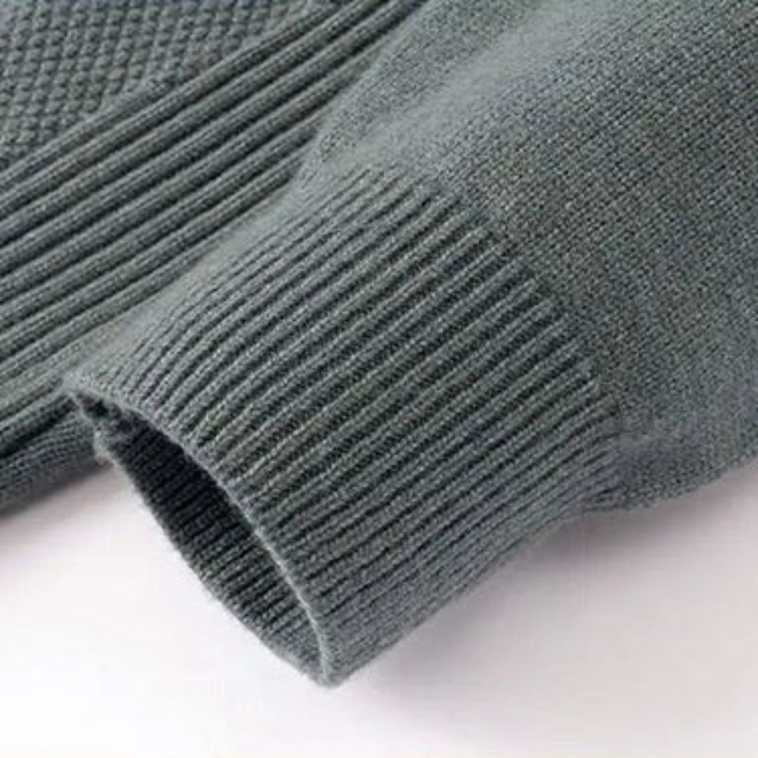 Men's Knit Wool Mock Neck Sweater Long Sleeve Pullover