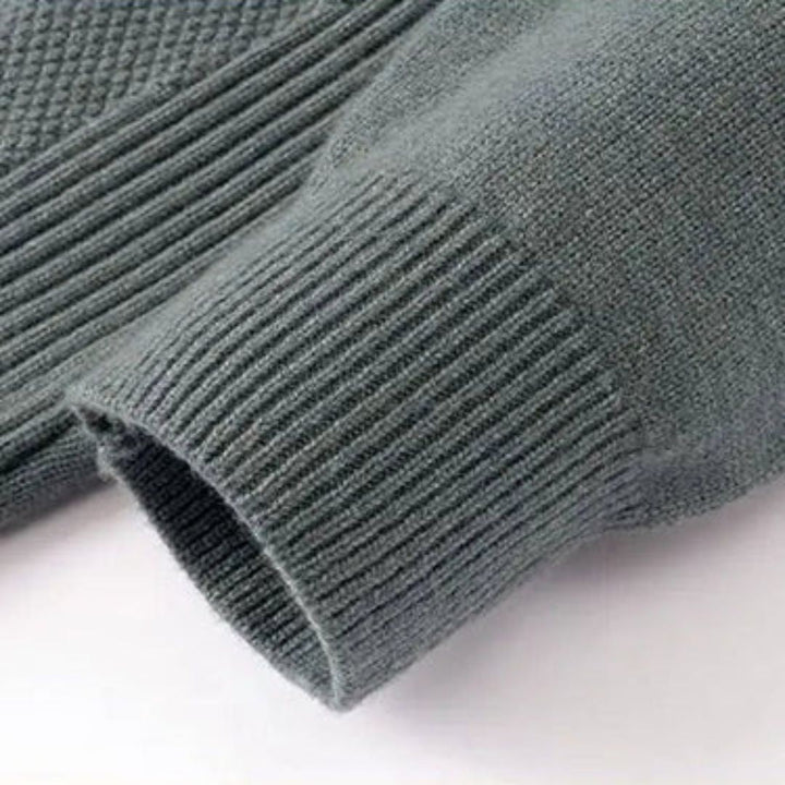 Men's Knit Wool Mock Neck Sweater Long Sleeve Pullover