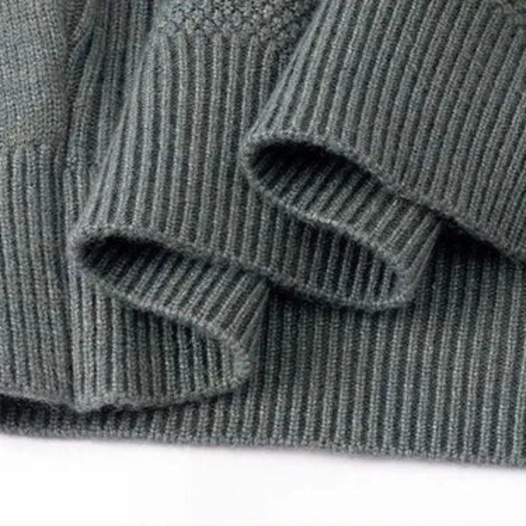 Men's Knit Wool Mock Neck Sweater Long Sleeve Pullover