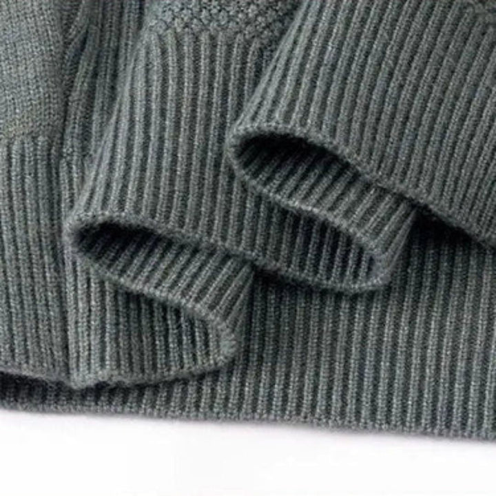 Men's Knit Wool Mock Neck Sweater Long Sleeve Pullover