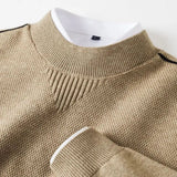 Men's Knit Wool Mock Neck Sweater Long Sleeve Pullover