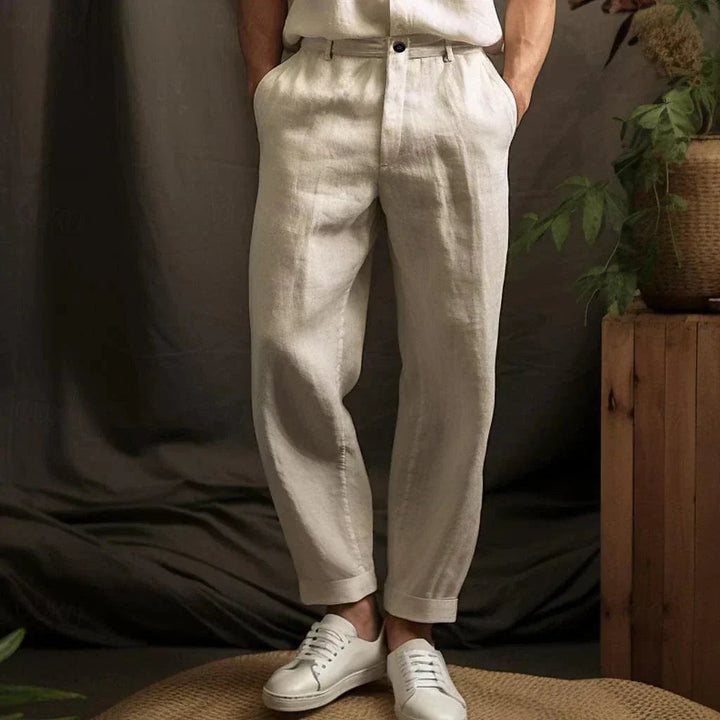Linen Pants For Men | Tapered Fit | Beige