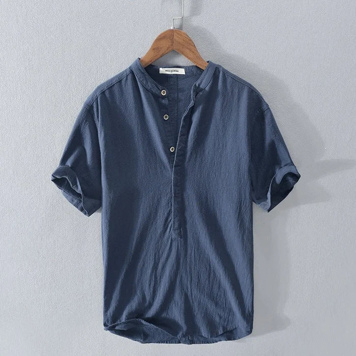 Linen Shirt For Men | Classic Cut | Dark Blue
