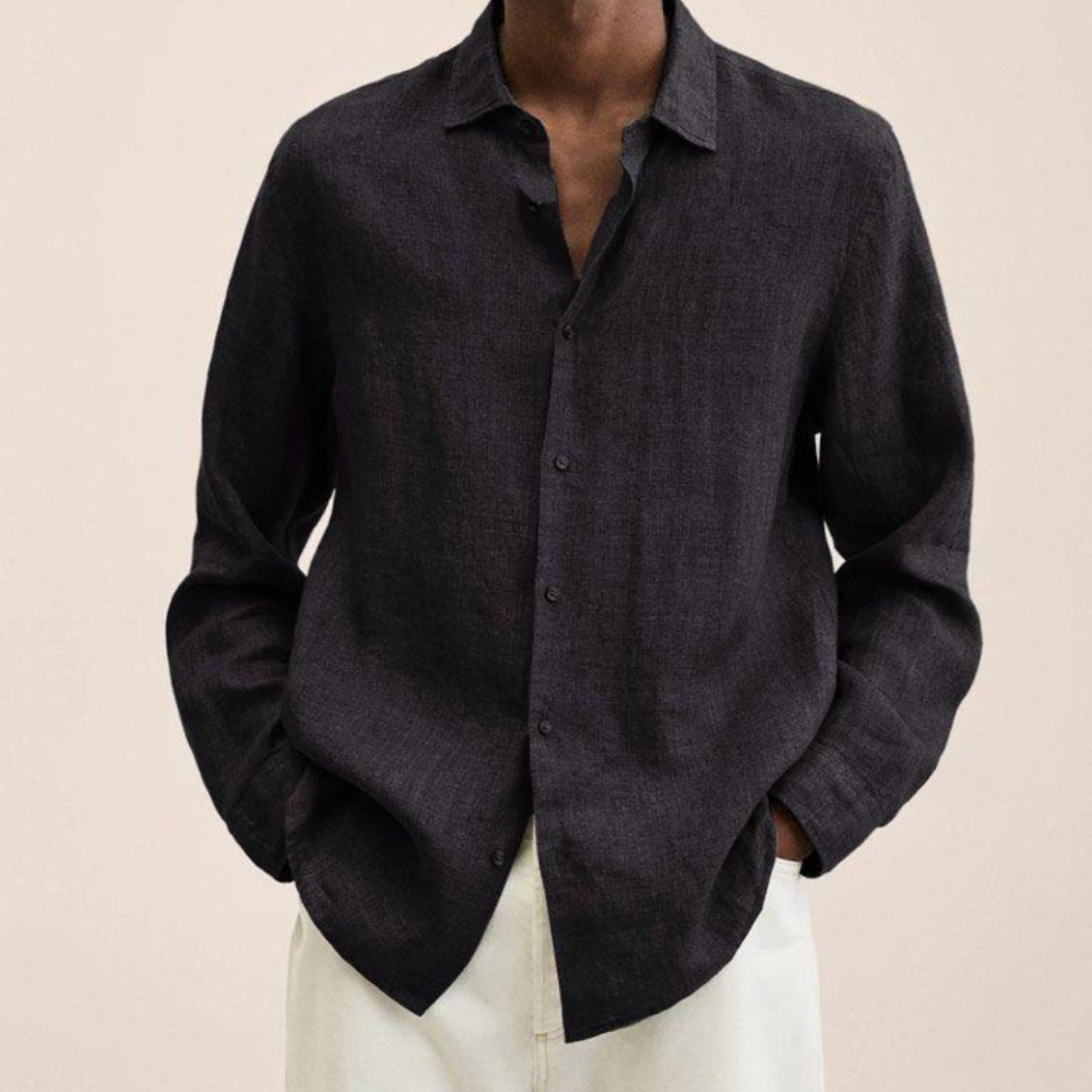  Linen Shirt For Men | Classic Fit | Black