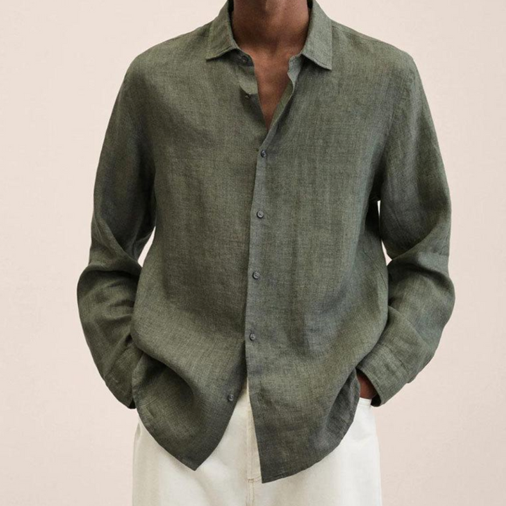 Linen Shirt For Men | Classic Fit | Dark Green