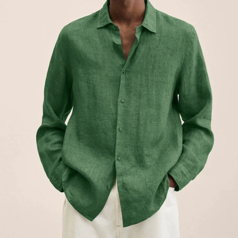  Linen Shirt For Men | Classic Fit | Green