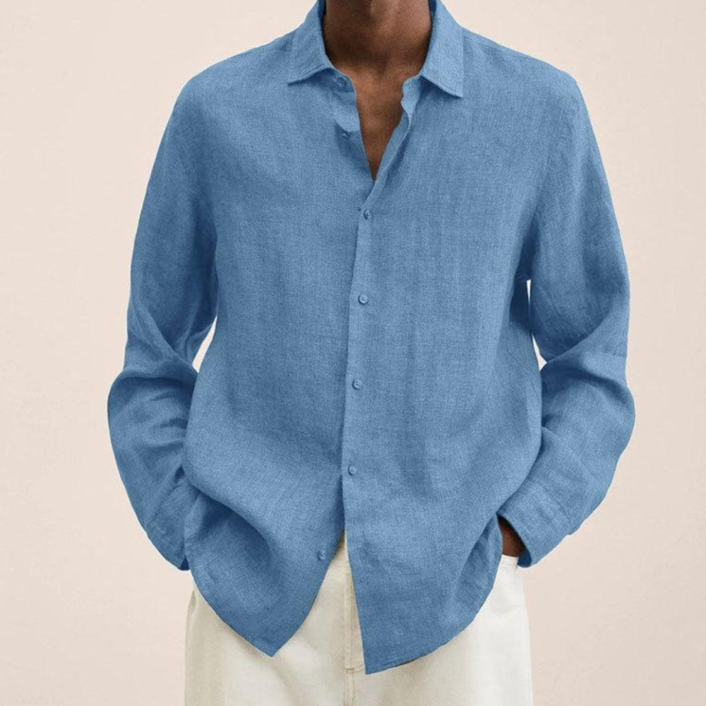  Linen Shirt For Men | Classic Fit | Light Blue
