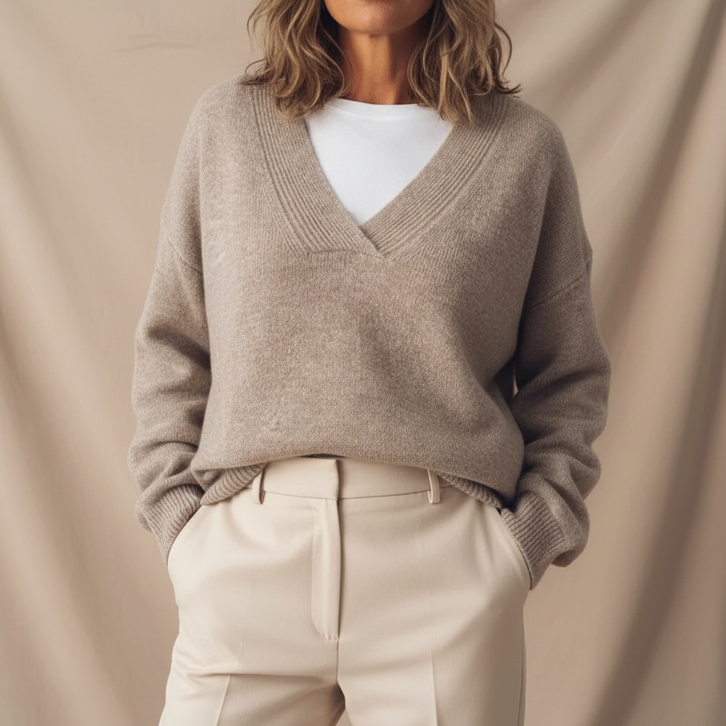 Women’s Merino Wool Relaxed V-Neck Sweater