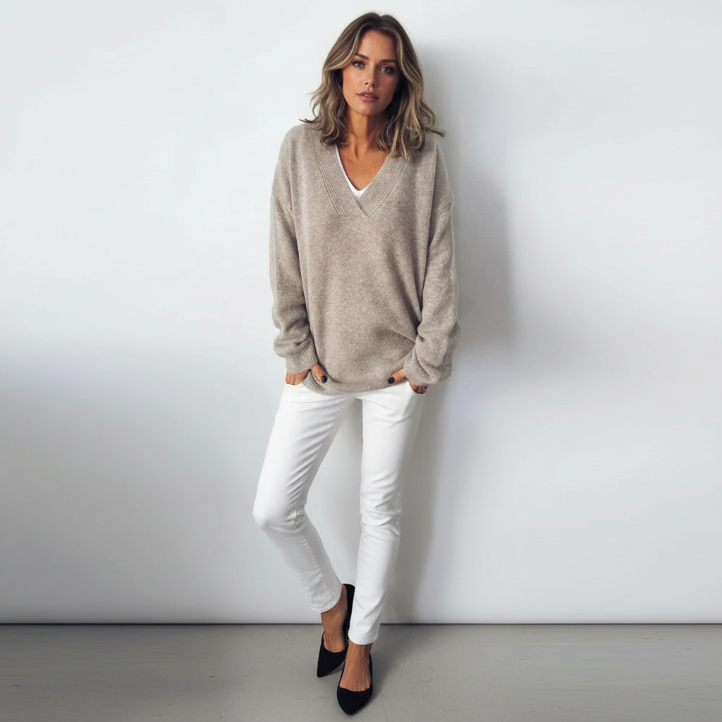 Women’s Merino Wool Relaxed V-Neck Sweater