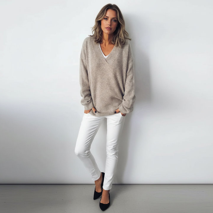 Women’s Merino Wool Relaxed V-Neck Sweater