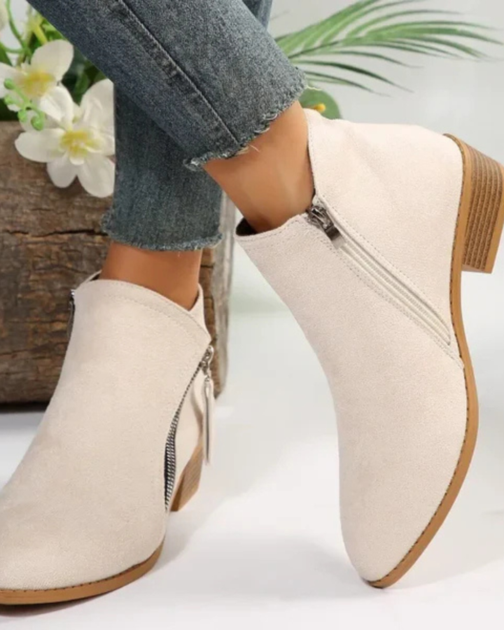 Women's Leather Pointed Toe Ankle Boots