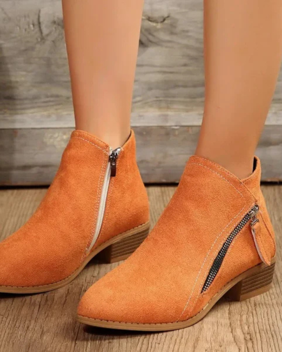 Women's Leather Pointed Toe Ankle Boots