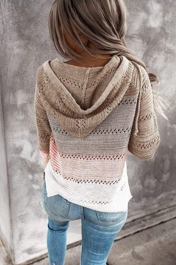 Women's Fleece Patchwork Knit Hoodie