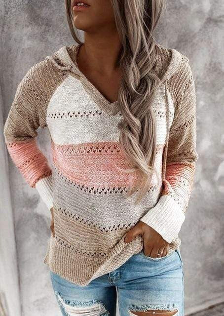 Women's Fleece Patchwork Knit Hoodie