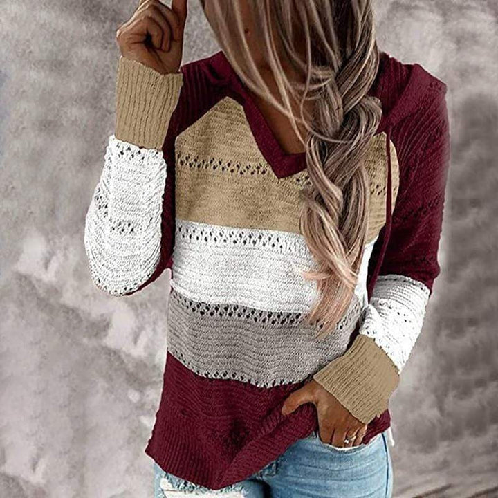 Women's Fleece Patchwork Knit Hoodie