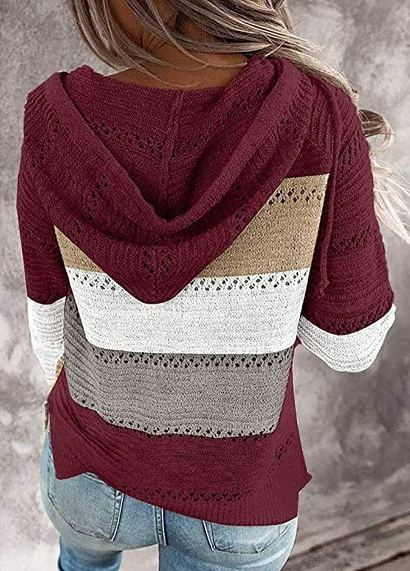 Women's Fleece Patchwork Knit Hoodie