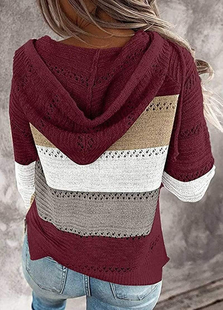 Women's Fleece Patchwork Knit Hoodie