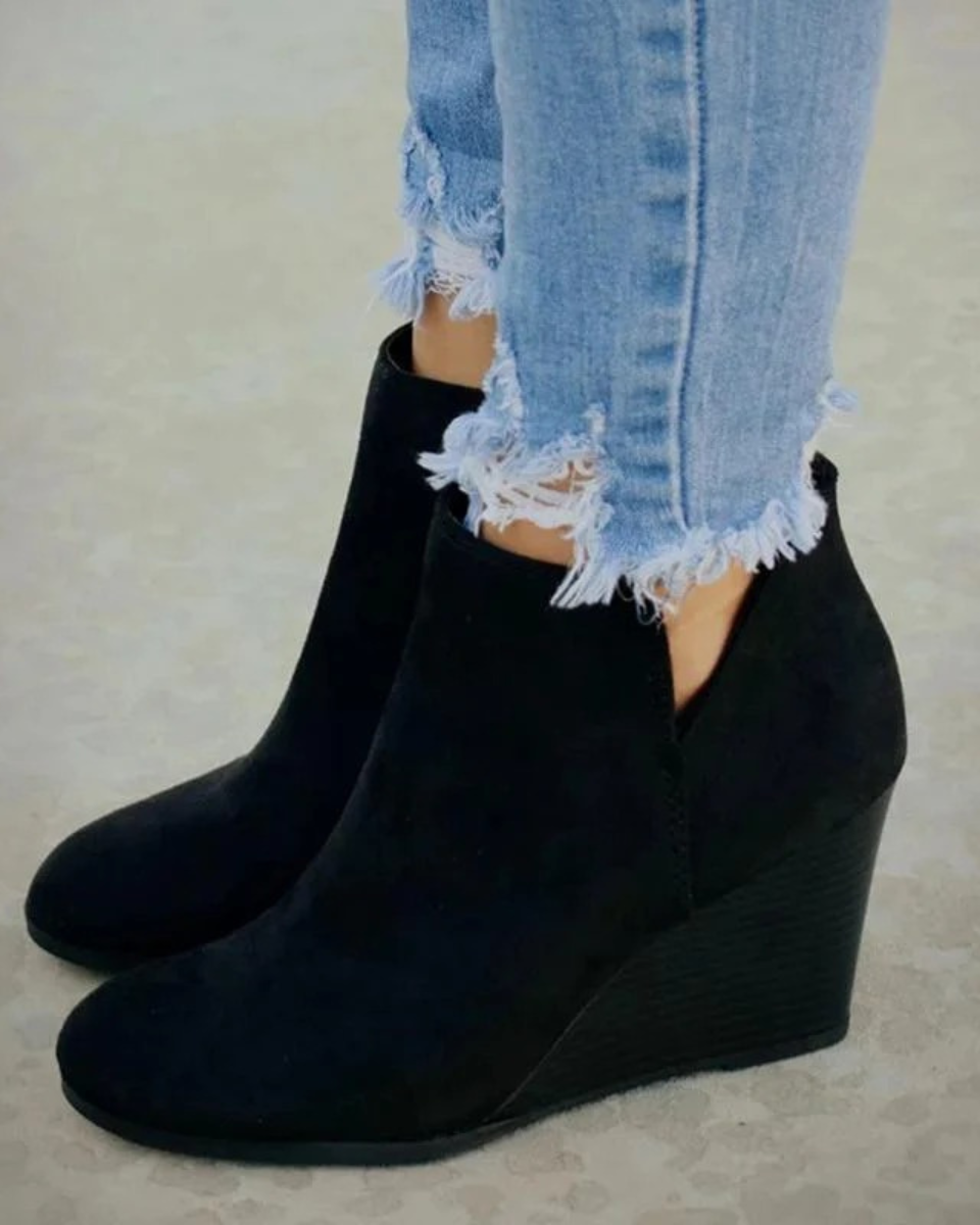 Women's Suede Wedge Ankle Boots Platform Shoes