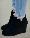 Women's Suede Wedge Ankle Boots Platform Shoes