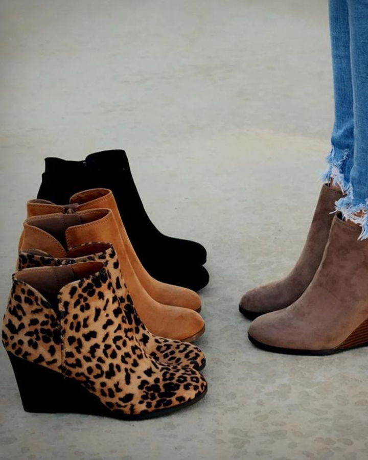 Women's Suede Wedge Ankle Boots Platform Shoes